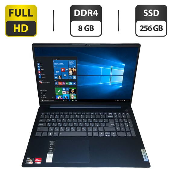 Ультрабук Б-класс Lenovo IdeaPad 3 15ABA7 / 15.6" (1920x1080) IPS / AMD Ryzen 7 5825U (8 (16) ядра по 2.0 - 4.5 GHz) / 8 GB DDR4 / 256 GB SSD / AMD Radeon Graphics / WebCam б/у