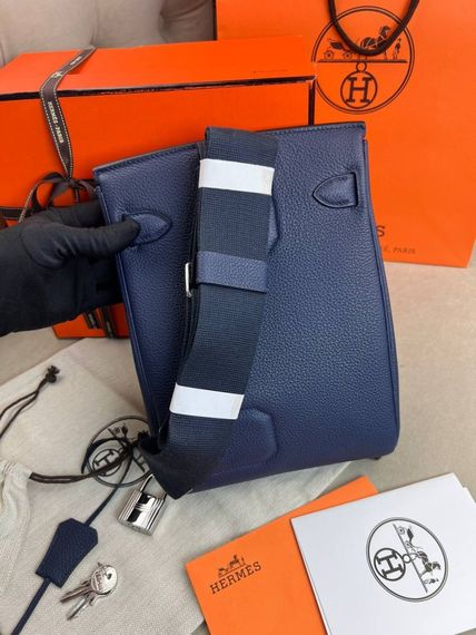 Месенджер синій Hermes Hac a Dos PM Blue c884 | Зображення 7