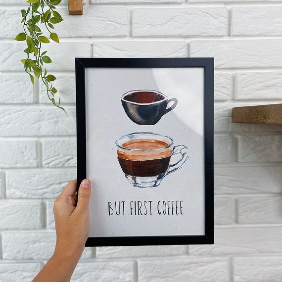 Постер в рамці But first coffee 21х30см, A4 (MT4_COF007_BL)