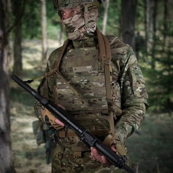 Ремінь для зброї триточковий H&K карабіном та широким наплічником койот | Зображення 1