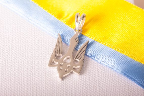 Подвеска герб Украины  из родированого серебра | Зображення 2