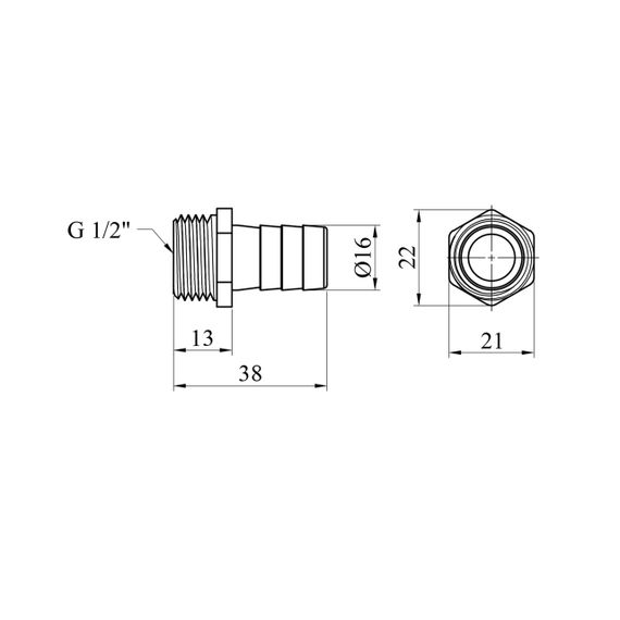 Штуцер Karro 1/2" РЗ, D=16 мм нікельований KR-821 | Зображення 1