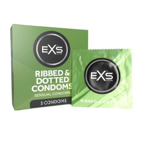 Презервативи - EXS Ribbed And Dotted, 3 шт.
