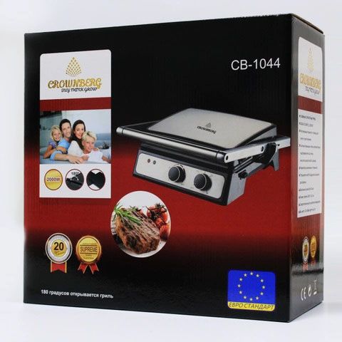Контактный прижимной электрический гриль Crownberg CB-1044 2000W | Зображення 7