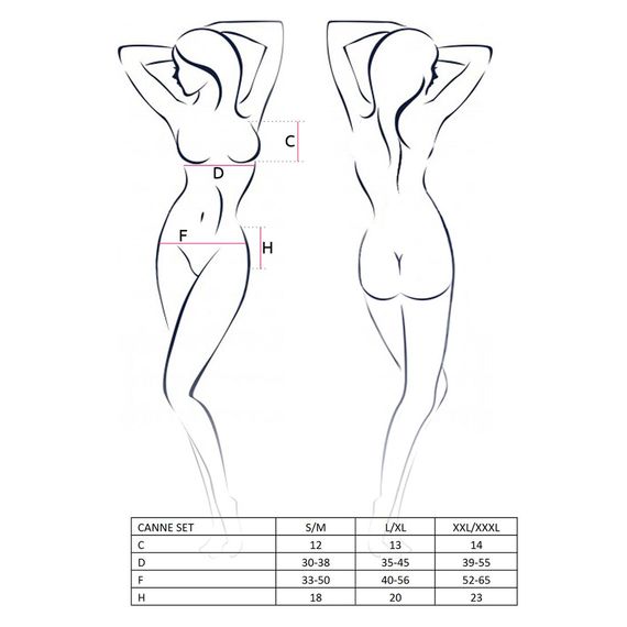 Комплект білизни Passion CANNE SET XXL/XXXL, black, ліф-бандо, пояс-спідничка, стрінги | Зображення 2