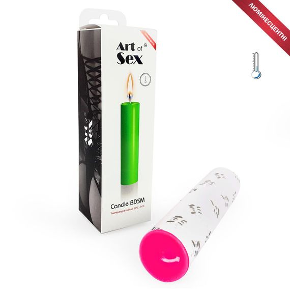 Розовая свеча восковая Art of Sex size M 15 см низкотемпературная, люминесцентная | Зображення 1