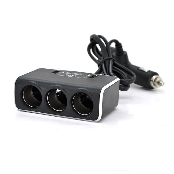 АЗУ разветвитель + вольтметр Olesson 1639.12V-3x12V + 2 * USB,Black,Blister