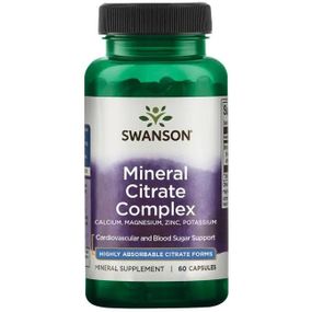 Мультиминеральный комплекс Swanson Mineral Citrate Complex Calcium, Magnesium, Zinc, Potassium 60 Caps