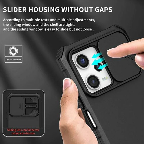 Чохол Kickstand із захистом камери для Xiaomi Redmi Note 12 5G колір Чорний | Зображення 3