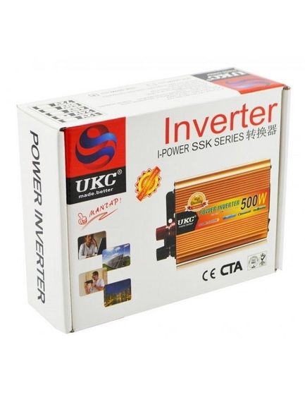 Инвертор автомобильный преобразователь напряжения UKC SSK-500W 12V | Зображення 5
