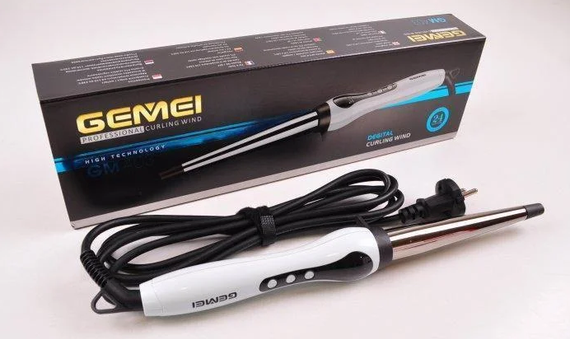 Тонка плойка Gemei Gm 403 30 W афро-кучері конусна плойка афро- локони | Зображення 5