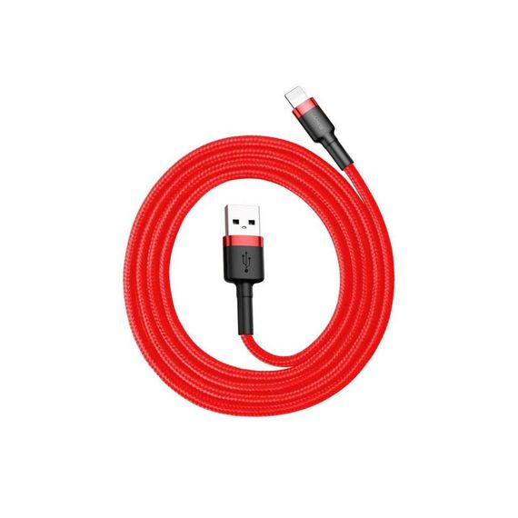 Дата кабель USB 2.0 AM to Lightning 1.0m Cafule 2.4A red+red Baseus (CALKLF-B09) | Зображення 3
