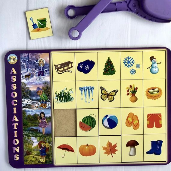 Дерев'яний пазл-вкладиш "Пори року" Ubumblebees (ПСД122) PSD122 сортер-асоціації | Зображення 2