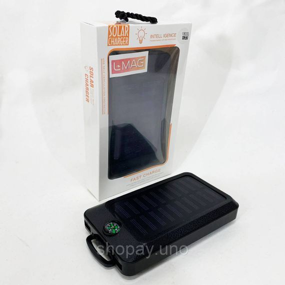 УМБ Power Bank Solar 18000 mAh мобильное зарядное с солнечной панелью и лампой, Power Bank Charger Black | Зображення 4
