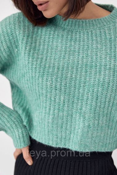 В'язаний укорочений джемпер oversize колір м'ятний FL_000858 | Зображення 3