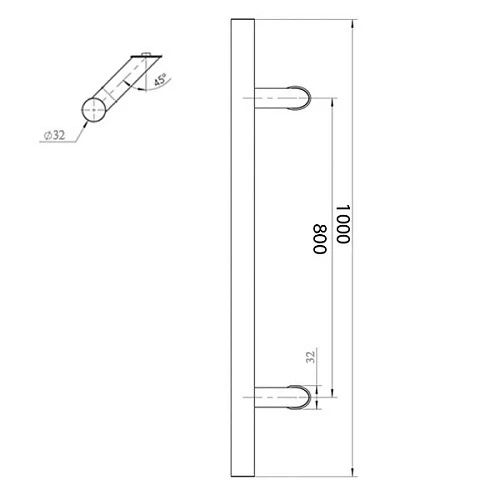 ABARO Bali 45° L:1000 X:800 D:32mm SS 304 (комплект) Ручки скоби - Замки | Зображення 5