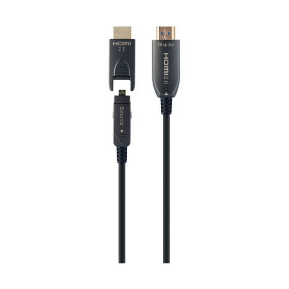 Кабель мультимедийный HDMI to HDMI 20.0m AOC V.2.0, 4K 60Hz Gold Cablexpert (CCBP-HDMID-AOC-20M) | Зображення 1