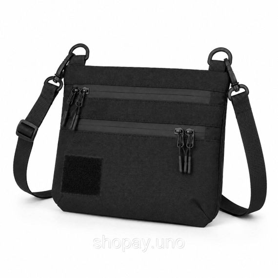 Тактическая сумка Cordura 1000D, черная, 5 отделений, VELCRO-панель, водоотталкивающая, через плечо | Зображення 1