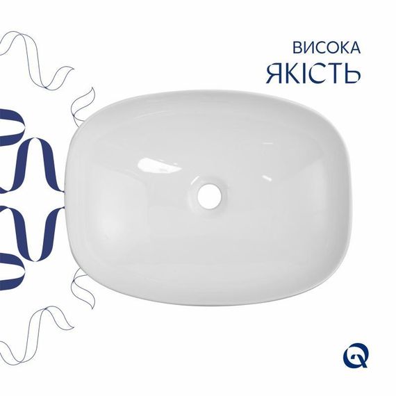 Раковина накладная Qtap Cardinal 500х380х140 мм, Marble, прямоугольная, с донным клапаном QTCAR188MR49826 | Зображення 3
