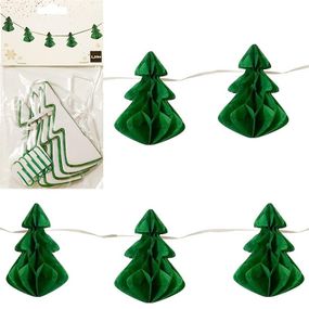Гирлянда из бумажных новогодних украшений "Елки" CG-12, 5 шт
