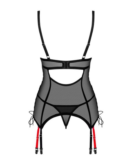 Корсет полупрозрачный XS/S Glandez Obsessive, со стрингами, черный sexstyle | Зображення 3