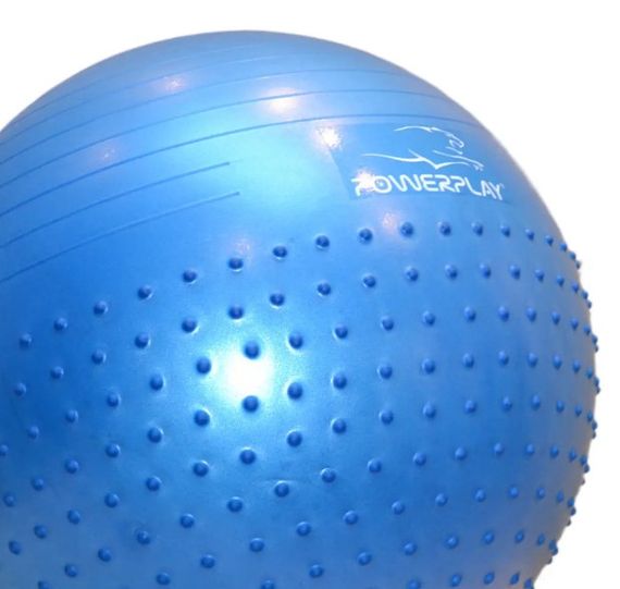 М'яч для фітнесу (фітбол) напівмасажний PowerPlay 4003 Ø65 cm Gymball Синій + помпа (PP_4003_65_Blue) | Зображення 3