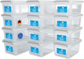 Контейнери з кришками 1,5 л комплект 12 шт, прозорі лотки для їжі, судки для зберігання штабельовані пластикові для холодильника