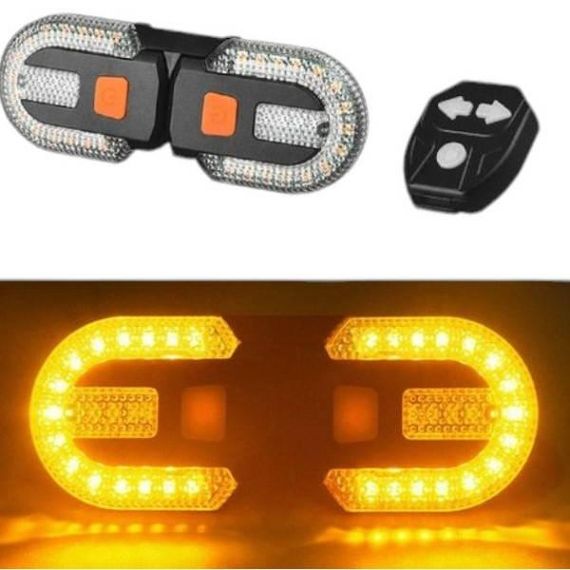 Велоліхтар STOP із зазначенням поворотів (жовтий + червоний) + пульт керування LY-1825 Чорний