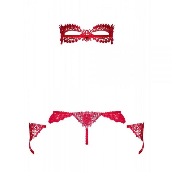 Набір маска+наручники+стрінги Obsessive Hetea 3 шт, Червоний, S/M | Зображення 3