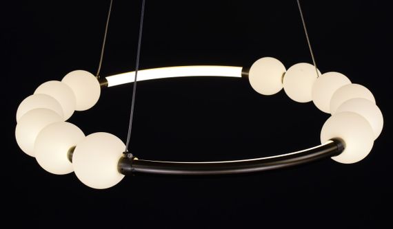 Люстра світлодіодна підвісна LED світильник для квартири на стелю лед 27219 Латунь 25-140х82х82 см. | Зображення 6