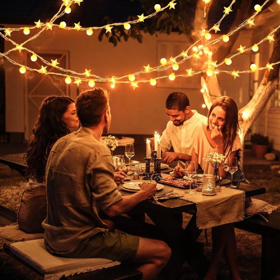 Світлодіодна гірлянда кульки та зірки AWFLTO 15 м, 120 LED, 8 режимів, пульт, водостійка, для вулиці та дому | Зображення 5