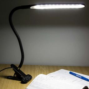 Настільна LED лампа на прищіпці, від USB, Berger 1043-TL-10 Black / Світлодіодна лампа з гнучкою ніжкою