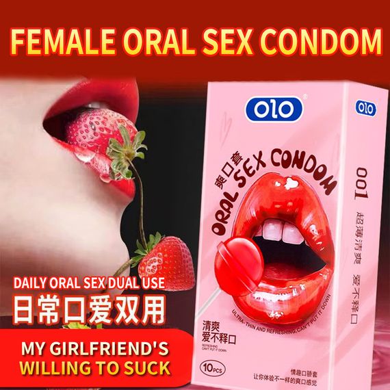 Презервативи для орального сексу з ароматом та смаком полуниці OLO - Oral Sex Strawberry, 10 шт sexstyle
