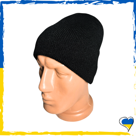 Шапка тепла на флісі чорна, Універсальна чоловіча, підліткова