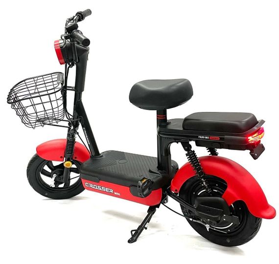 Электроскутер Crosser Mini LFP 450W 48V 15Ah, LiFePO4 аккумулятор, до 50 км пробег, электровелосипед 2 места Красный | Зображення 4