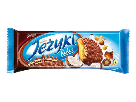Печиво в шоколаді хрустке Jezyki kokos Goplana, 140 г, печиво їжачок
