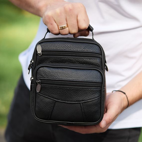 Чоловіча сумка-барсетка шкіряна чорна Tiding Bag 32051 | Зображення 7