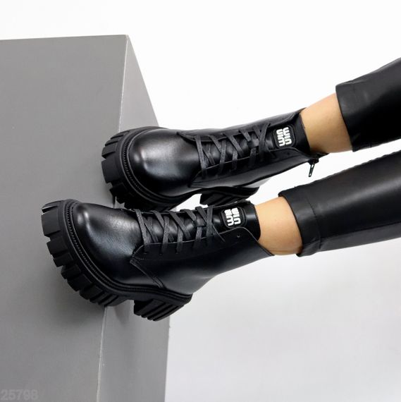 Чорні зимові черевики берці натуральна шкіра