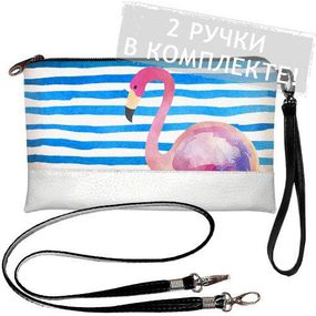 Клатч через плече Фламинго на море, белый 25x15 см (KL_GL_TRO046_WH)