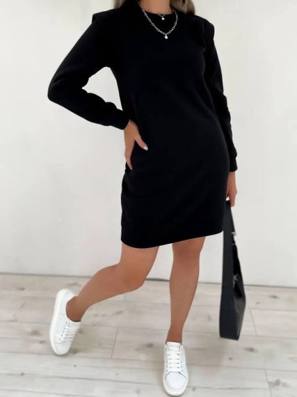 Женское теплое платье в спортивном стиле на флисе GF2555 размер 50/52, цвет черный | Зображення 2