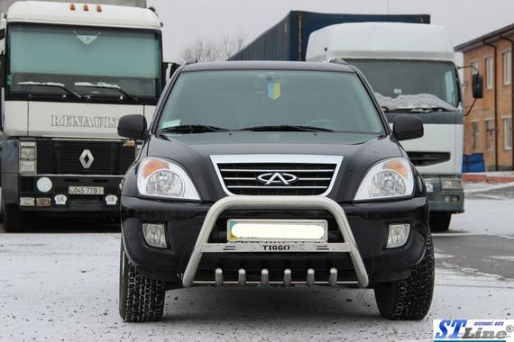 Кенгурятник WT003 (нерж.) d60 с надписью для Chery Tiggo I 2005-2014 гг | Зображення 2