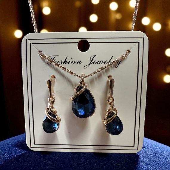 Набір сережки з підвіскою Primo Water Drop - Dark Blue | Зображення 1