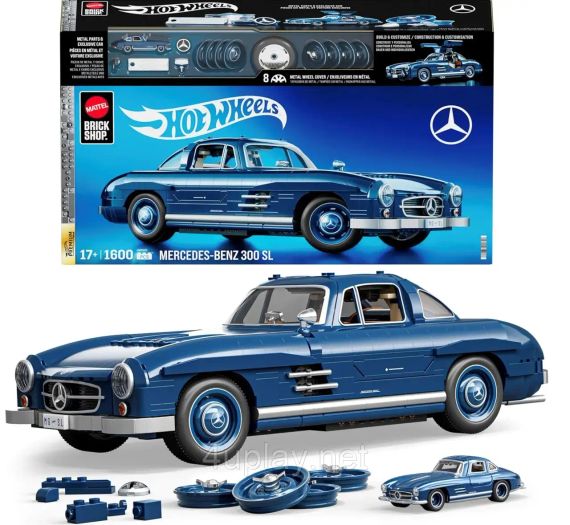 Премиум машинка-конструктор Mattel Brick Shop Hot Wheels Mercedez-Benz 300 SL 1600 деталей