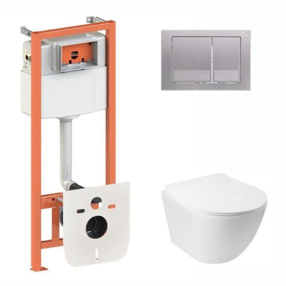 Готове рішення Qtap для ванної кімнати: підвісний унітаз Jay Ultra Quiet 485x360x320 + комплект інсталяції Nest 4 в 1