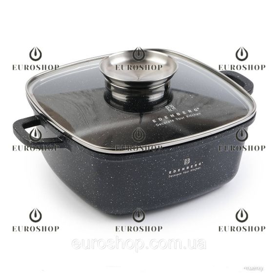 Казан каструля Edenberg EB-8115 6,5 л, 28 см, мармурове покриття, індукційне дно, кришка, казан квадратний | Зображення 1