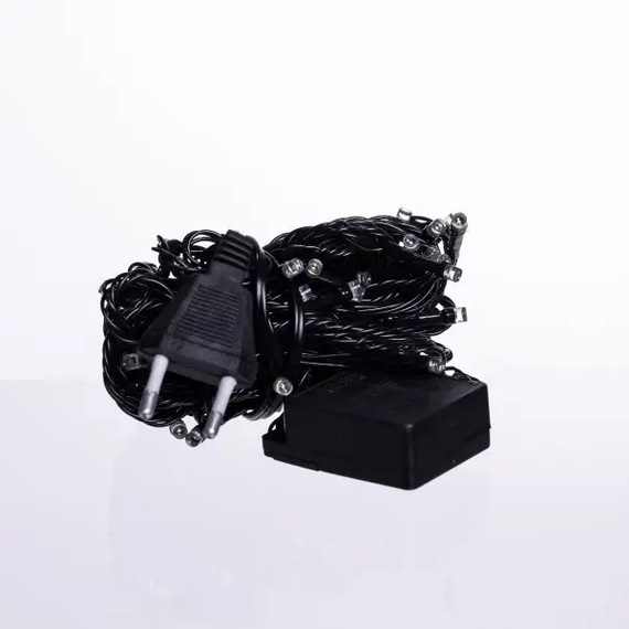 Новорічна кімнатна гірлянда нитка 6 м 50 LED чорний провід Білий W50LED6MBW | Зображення 3