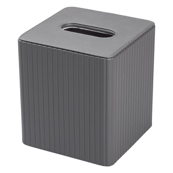 Серветниця з еко шкіри настільна 13х13х14.5 см органайзер для серветок Сірий HP-3-201G | Зображення 2