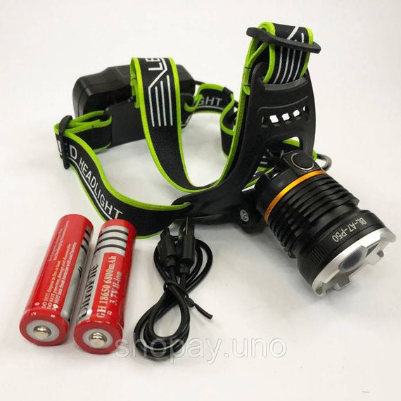 Налобний ліхтар Bailong BL‑A7‑P50, P50 LED, Zoom, microUSB, 2×18650, 3 режими, регульоване кріплення, алюмінієвий корпус | Зображення 5