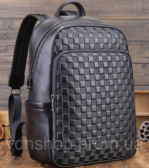 Рюкзак мужской кожаный 30х41х15, городской наплечник для ноутбука и документов Tiding Bag 63989 черный