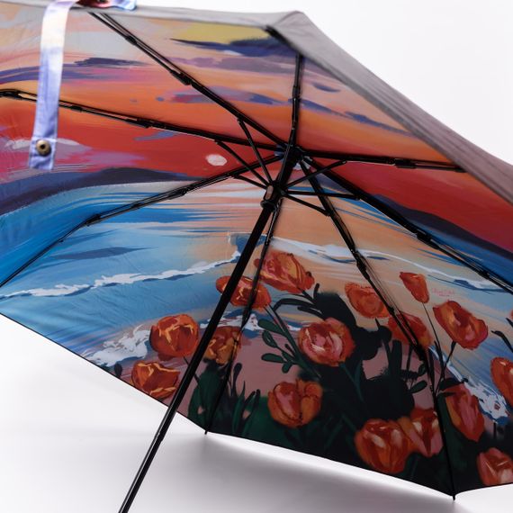 Парасолька механічна елегантна з принтом міцна надійна з поліестеру діаметр 100 см HP-23-14ML | Зображення 7